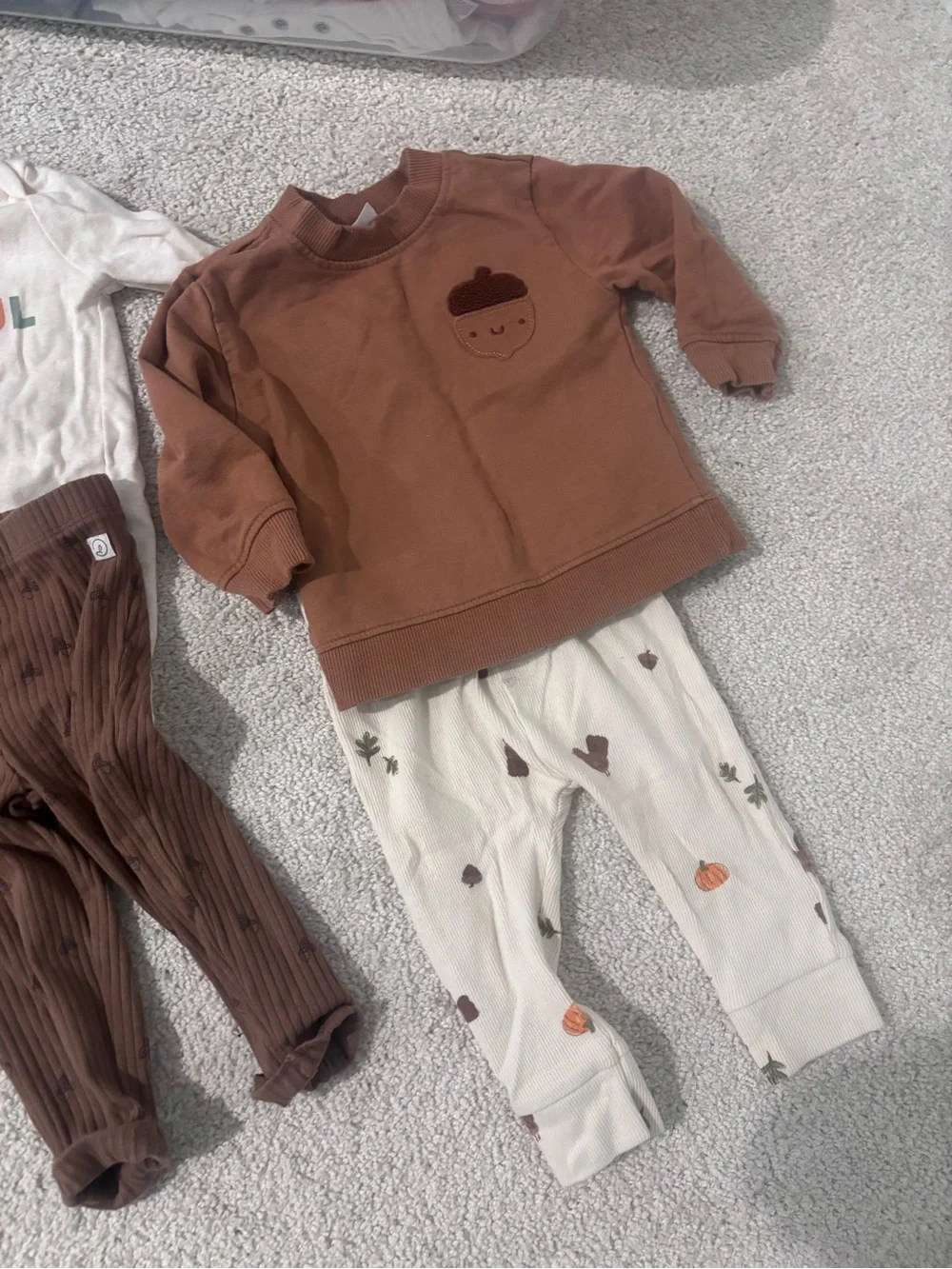 Neutral & Brown Baby Outfit Bundle - Fall & Pumpkin Prints